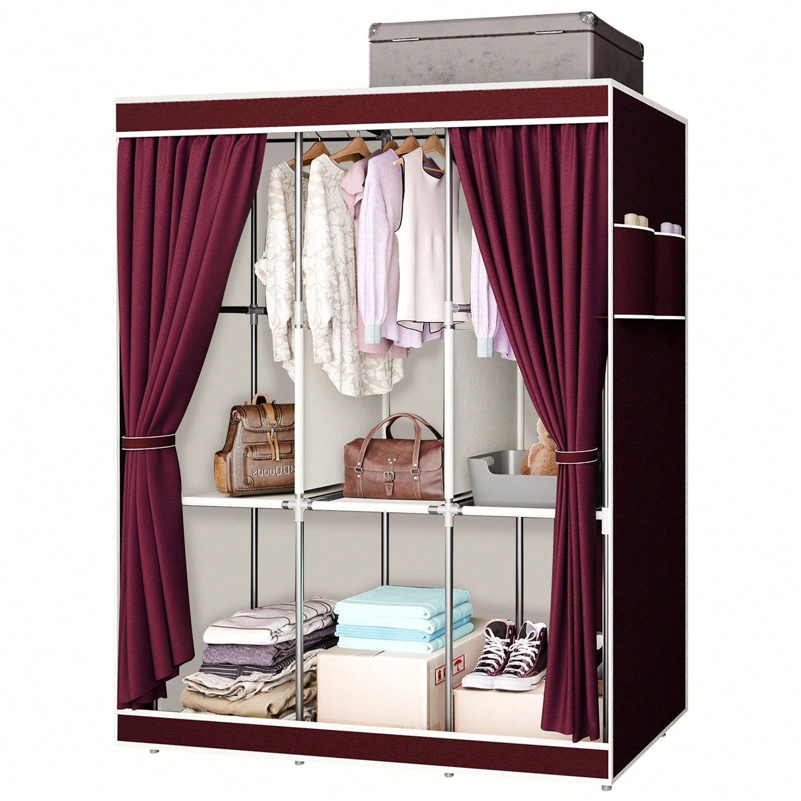 خزانة ملابس محمولة بطول 65 بوص - مراجعة Wardrobe Closet Portable Fabric Cover وسعره