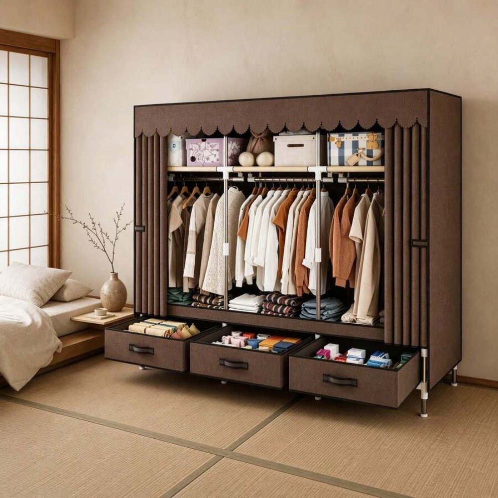 خزانة ملابس محمولة بإطار فولاذ - مراجعة Wardrobe Closet Portable Fabric Cover وسعره