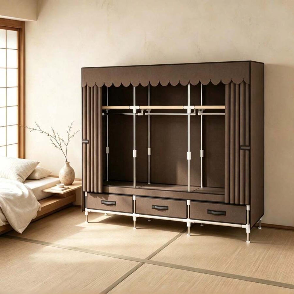 خزانة ملابس محمولة بإطار فولاذ - مراجعة Wardrobe Closet Portable Fabric Cover وسعره