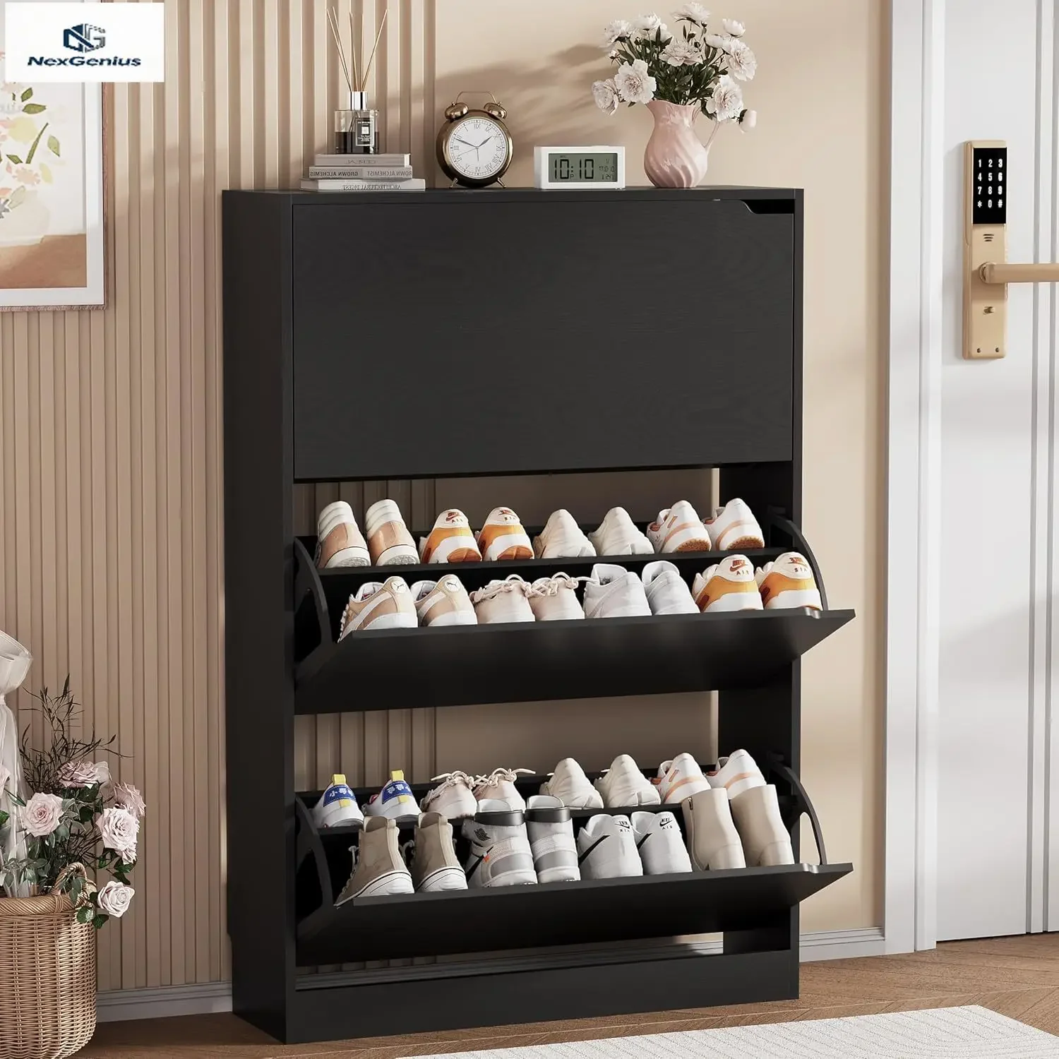 خزانة تخزين الأحذية، منظم أحذي - مراجعة Shoe Rack Cabinet Narrow Entryway وسعره