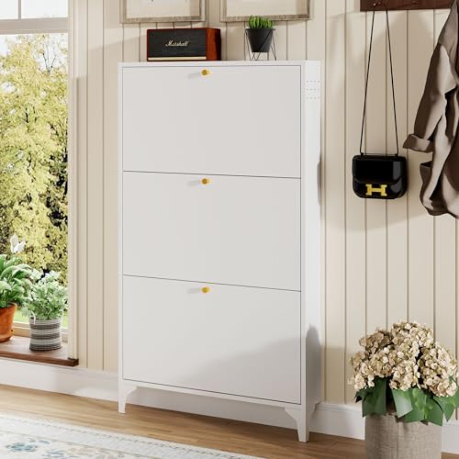 خزانة أحذية قائمة بذاتها مع 3  - مراجعة Shoe Rack Cabinet Narrow Entryway وسعره